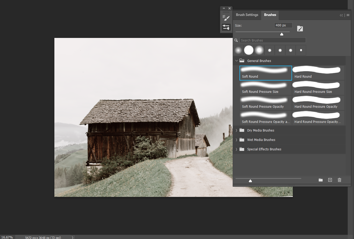 Выбор мягкой кисти для рисования снега