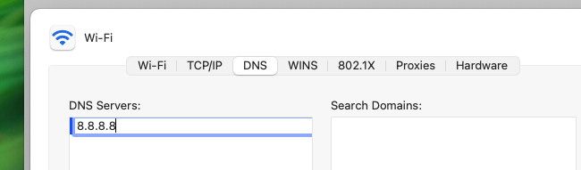 Введите адрес DNS и нажмите Return (Возврат)