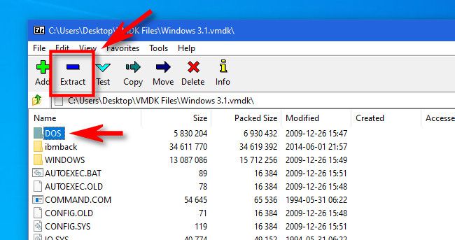 В окне 7-Zip выберите файл для извлечения и нажмите кнопку «Извлечь».