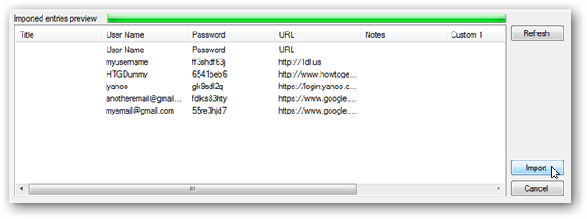 Настройка соответствия столбцов CSV и полей KeePass перед импортом