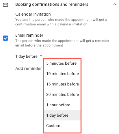 Настройки Email‑напоминаний