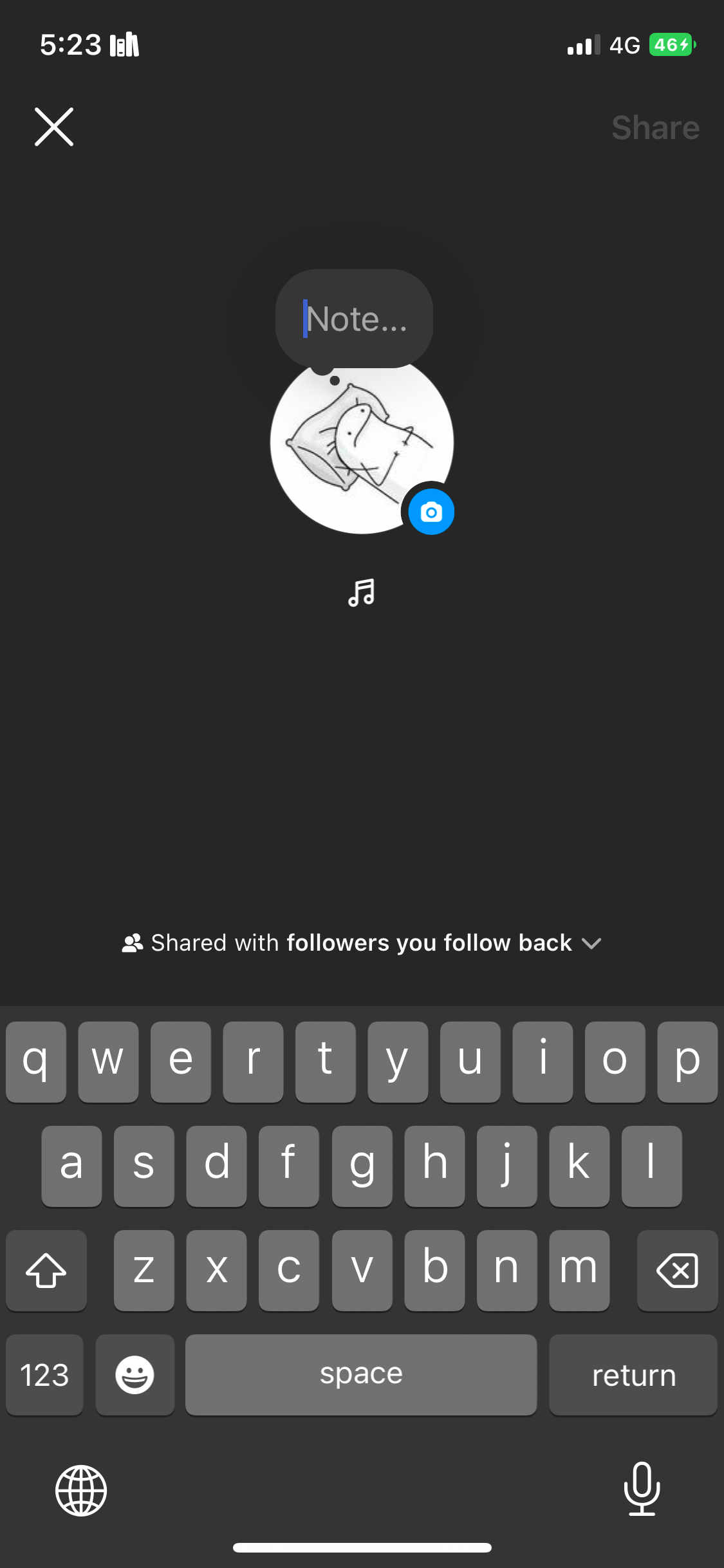 Нажатие на значок камеры для создания видео-заметки