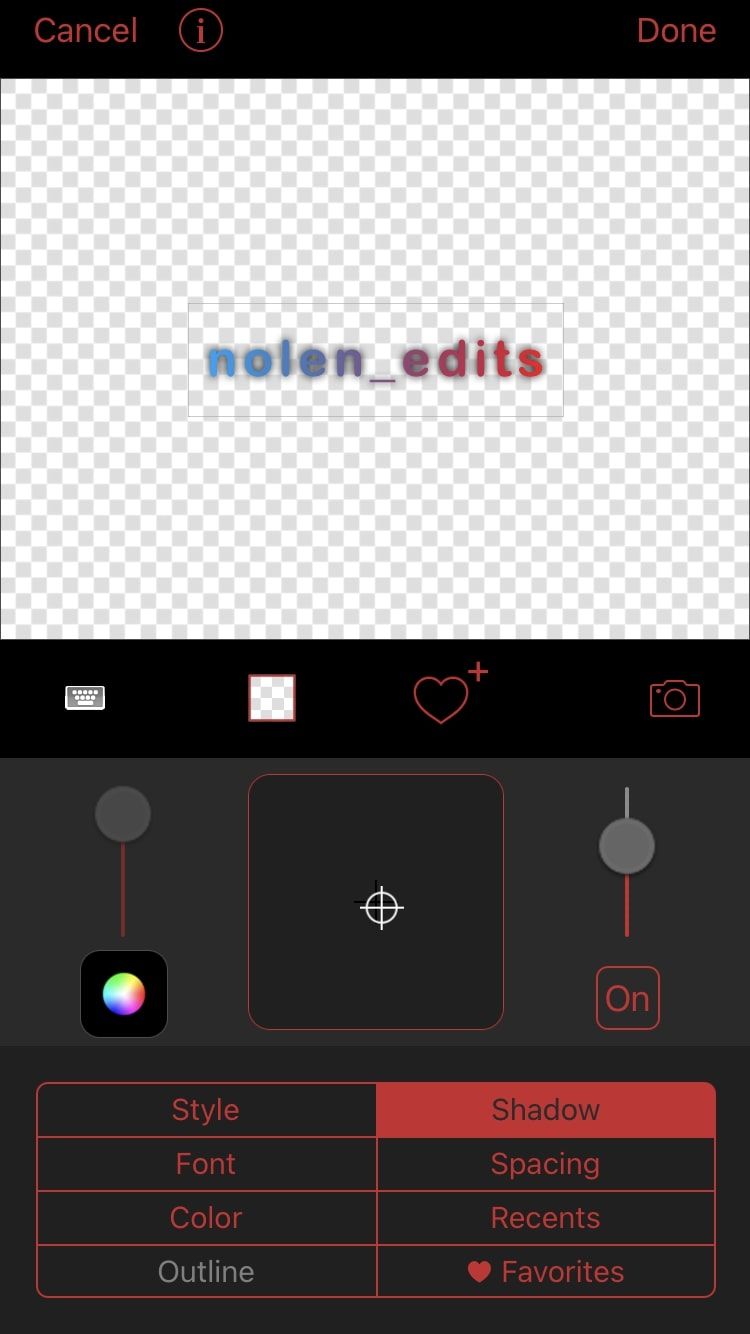Параметры тени в Video Star