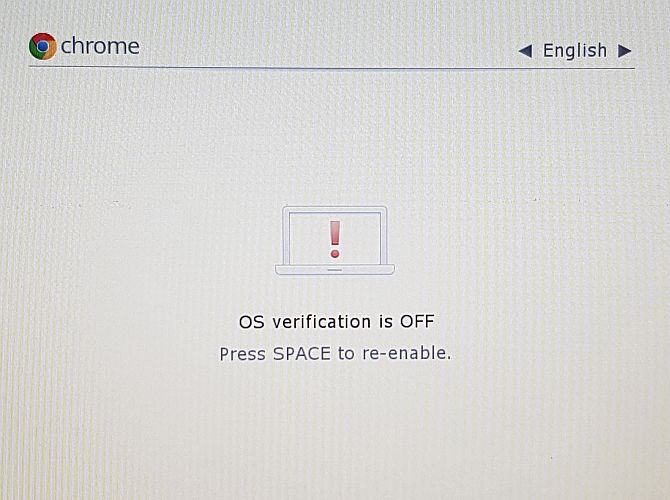 Экран предупреждения OS verification is OFF