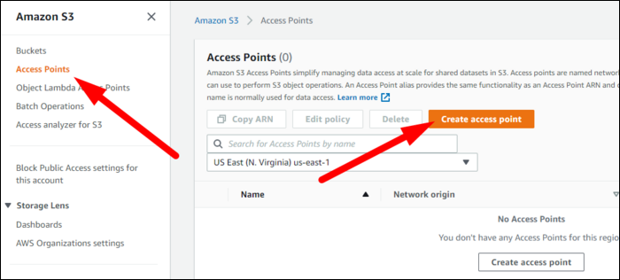 Каждой Object Lambda нужна обычная точка доступа; создайте её через Access Points > Create