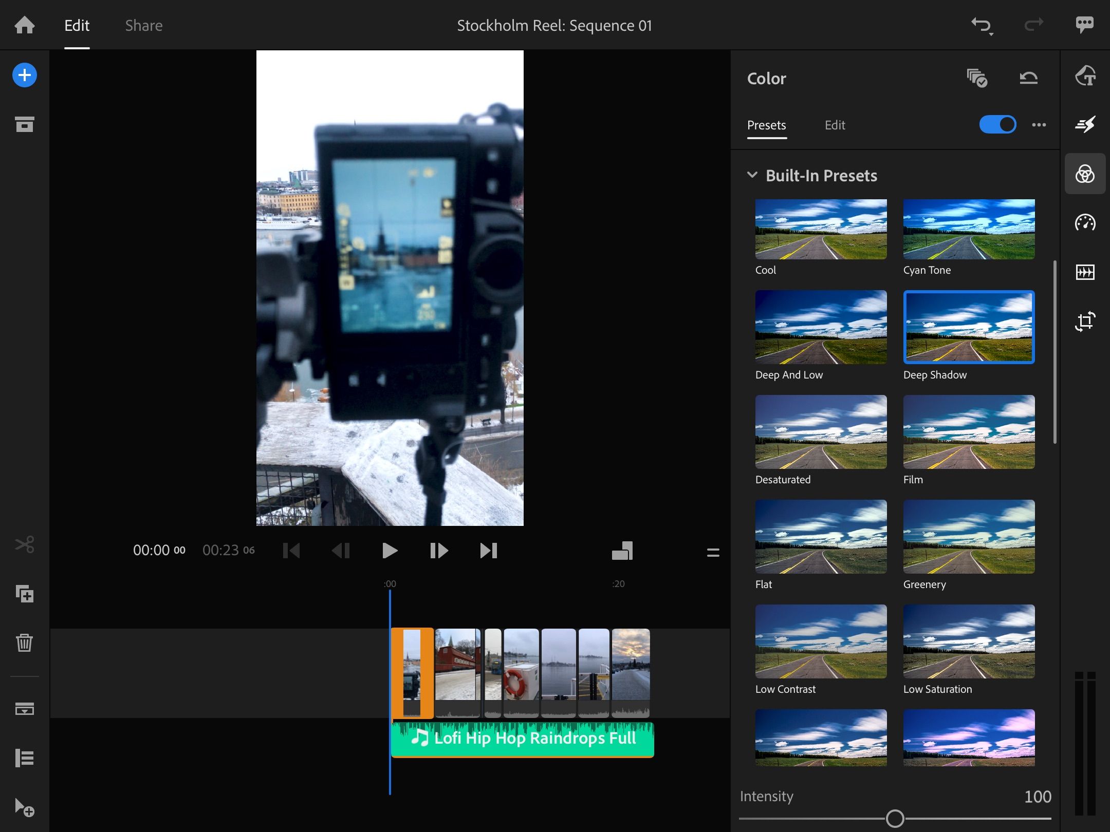 Добавление пресетов в Premiere Rush