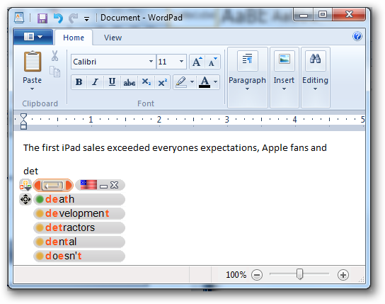 WordPadやNotepadで動作するAI Typeの候補表示