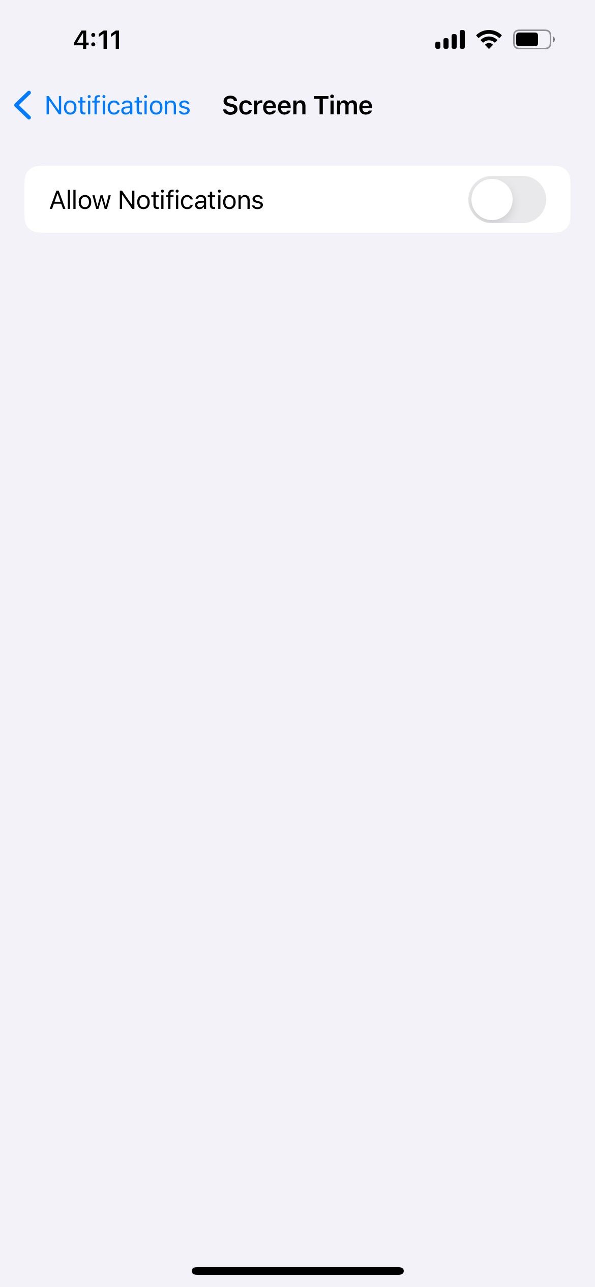 уведомления Экранного времени выключены на iPhone