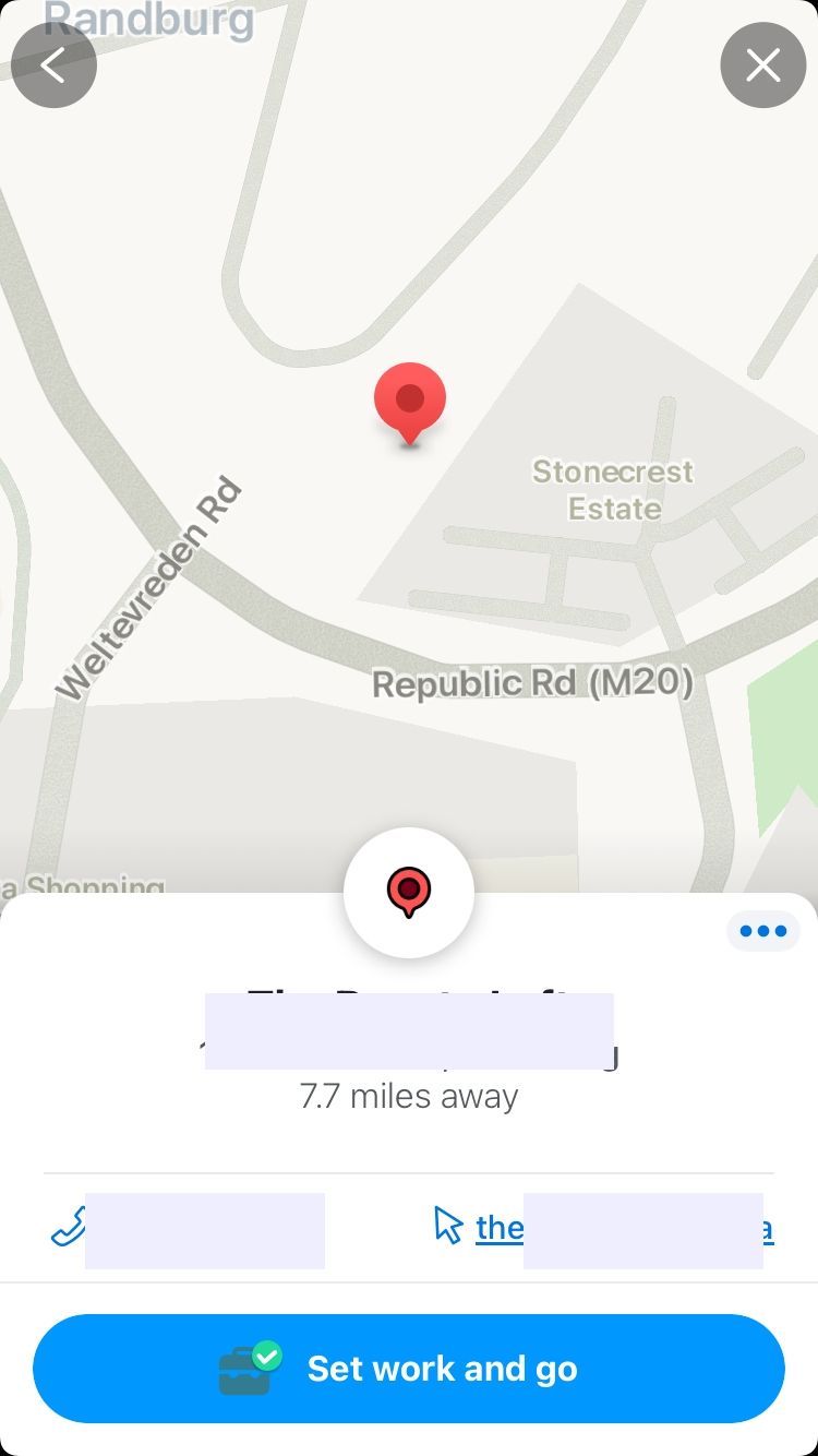 Экран установки адреса Работа