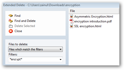 Окно массового удаления в FileMenu