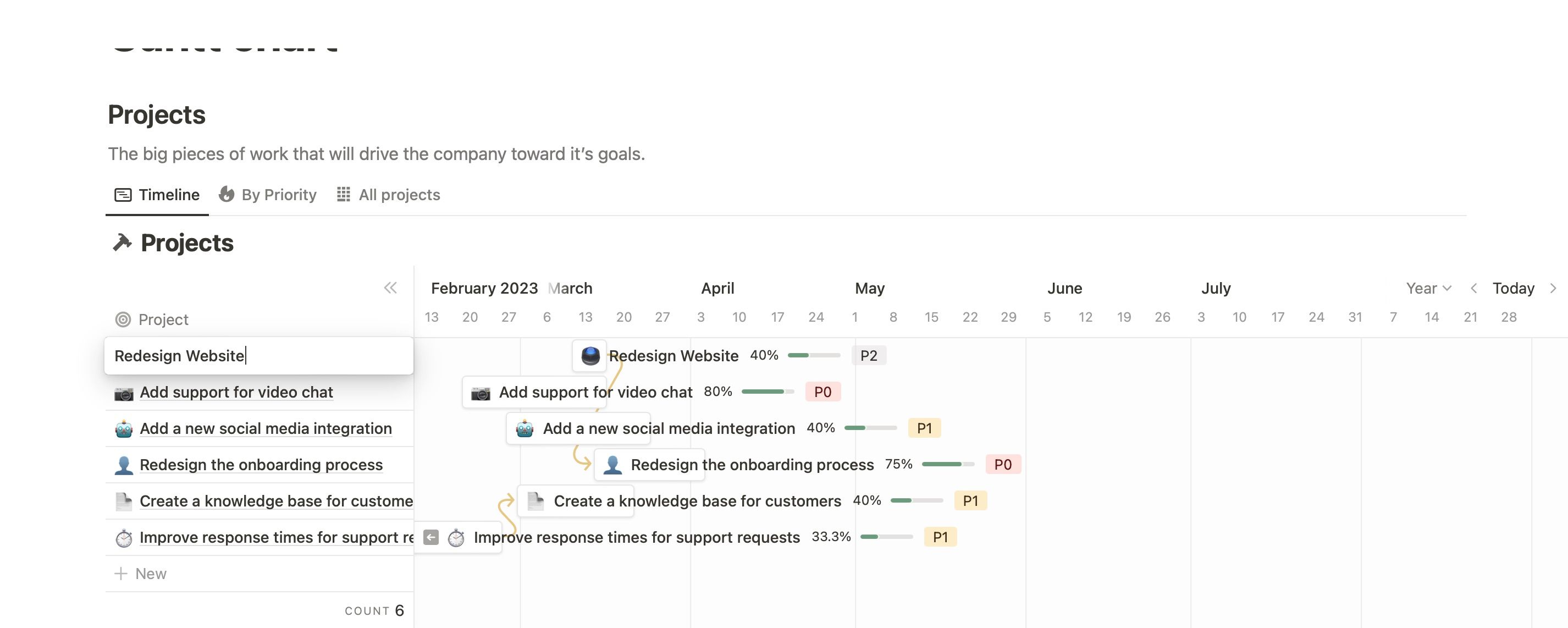 Выберите новое имя для проекта в Notion