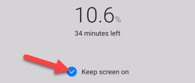Опция удержания экрана включена.