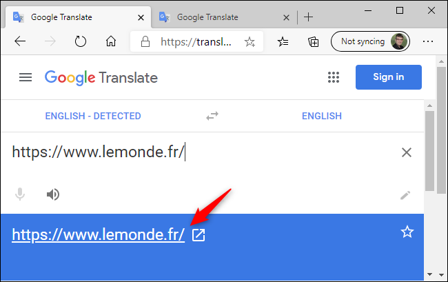 Использование Google Translate для перевода страницы в Edge