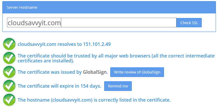 Результат проверки SSL в онлайн сервисе