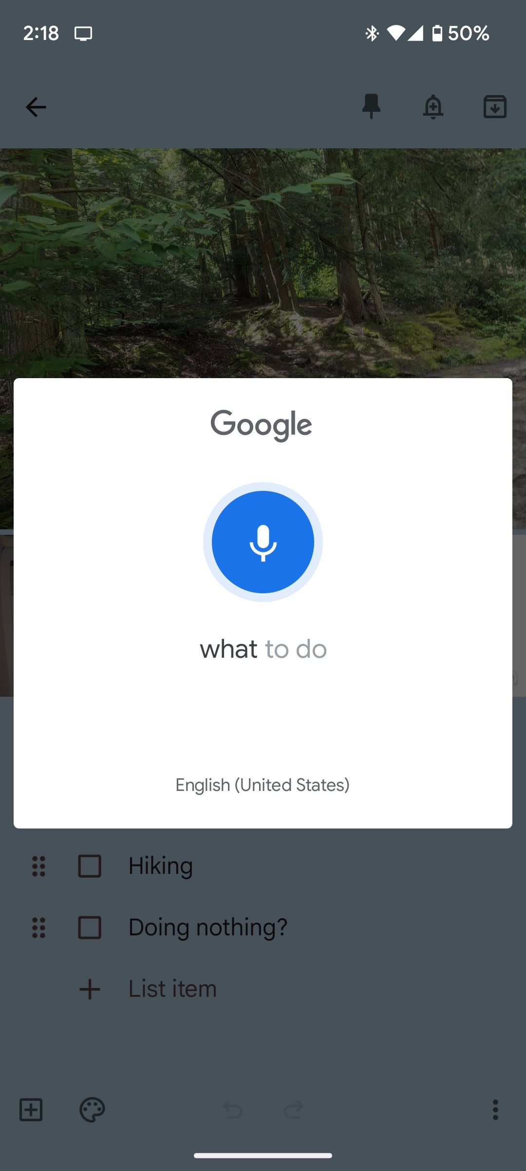 Запись аудиозаметки в Google Keep