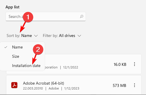 Сортировка приложений по дате установки