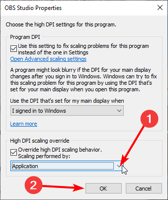 кнопка ОК для сохранения параметров