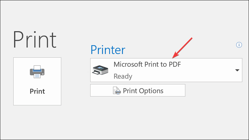 Microsoft Print to PDF интерфейс