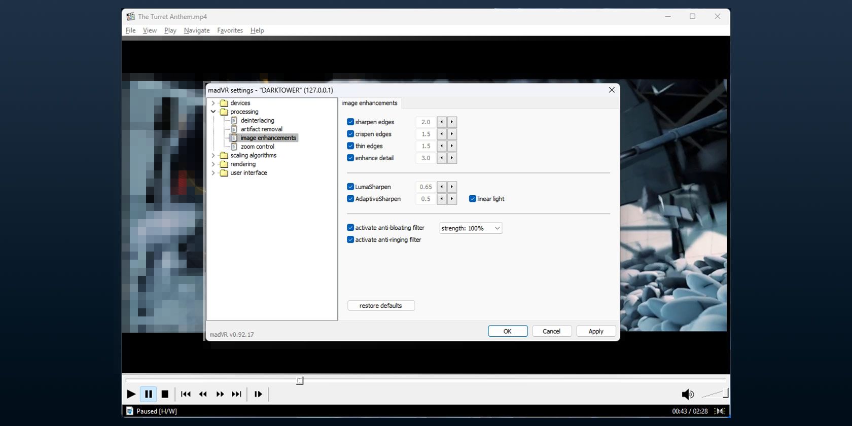 Настройка madVR для лучшего качества видео