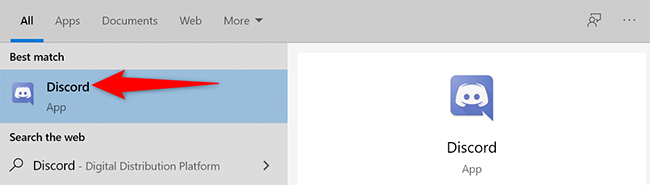 Запуск приложения Discord на компьютере.