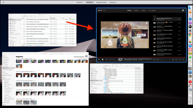 Клик по окну в Mission Control для переключения на него