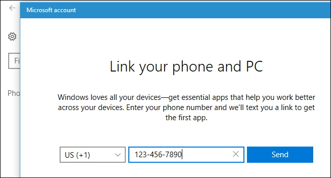 Текст SMS с ссылкой на загрузку приложения Continue on PC или Microsoft Launcher
