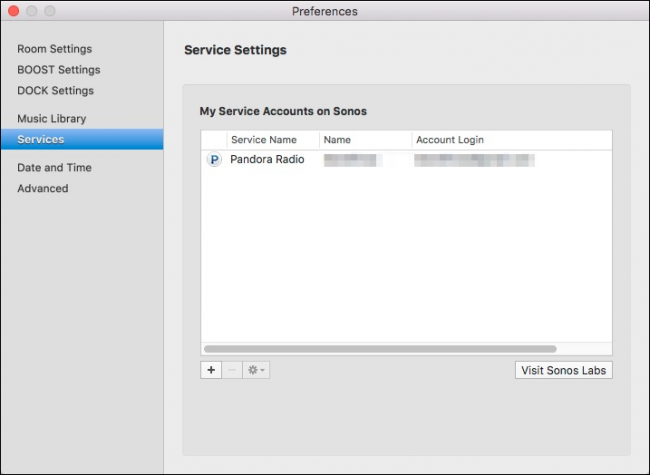 Кнопка добавления сервиса в Sonos на десктопе