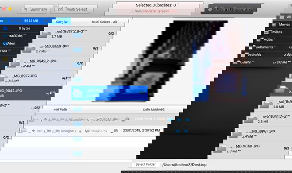 Выбор файлов для удаления в приложении