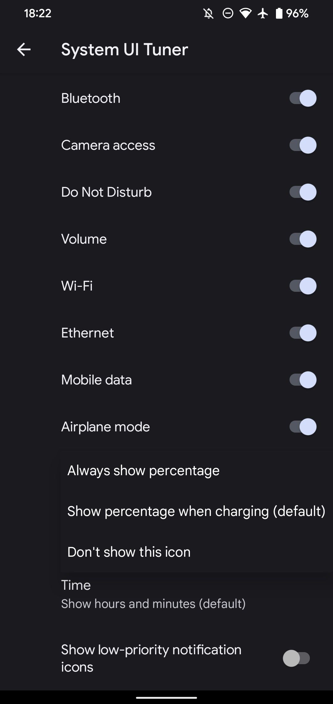 Дополнительные иконки System UI Tuner
