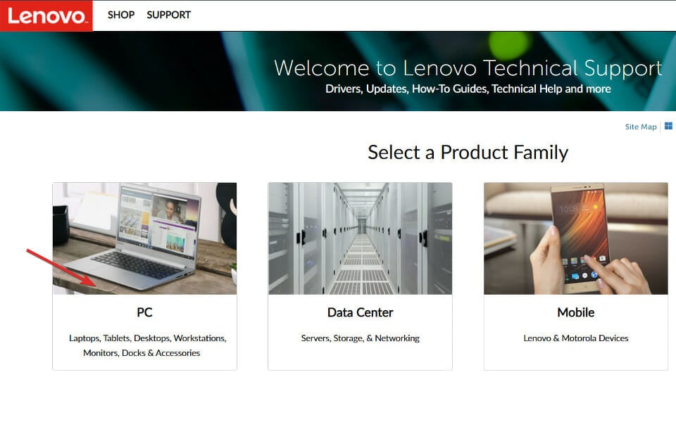 Pagina prodotti PC Lenovo - esempio
