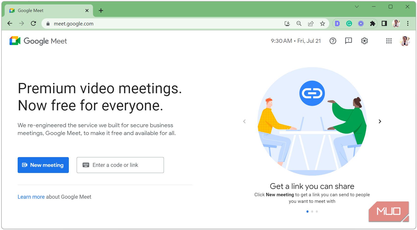 Создайте встречу Google Meet или присоединитесь по ссылке