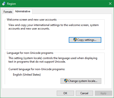 Копирование административных настроек языка