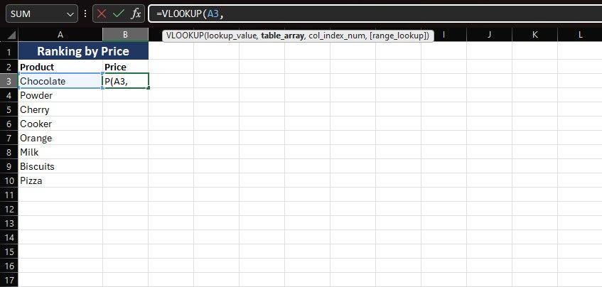 Использование VLOOKUP на другом листе Excel