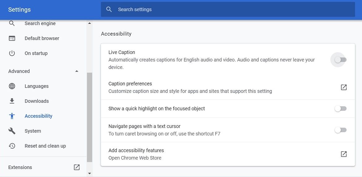 Живые субтитры включены в Chrome — пример