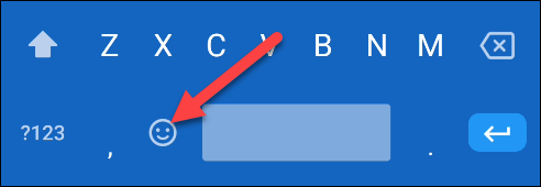 Значок эмодзи слева от пробела на клавиатуре Gboard