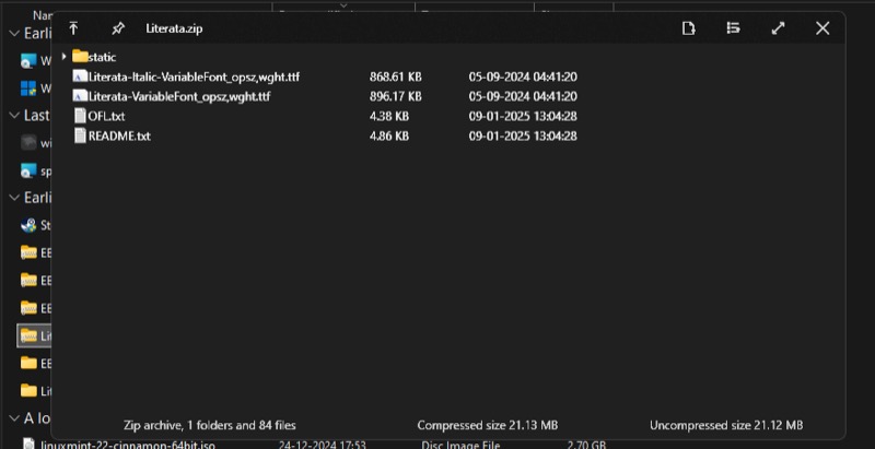 Просмотр содержимого архива через QuickLook на Windows
