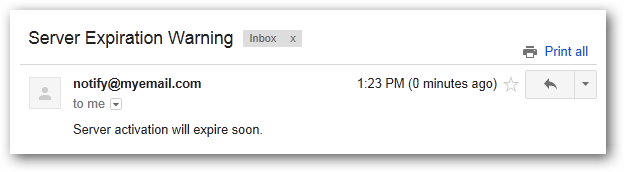 Пример сообщения с предупреждением об окончании срока