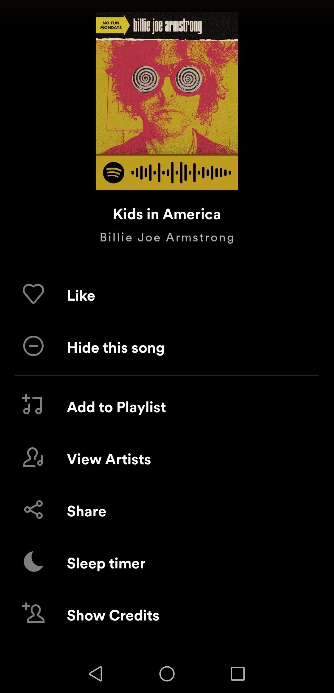 Меню скрытия песни в мобильном приложении