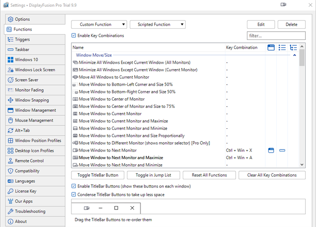 Интерфейс DisplayFusion с настройками для нескольких мониторов