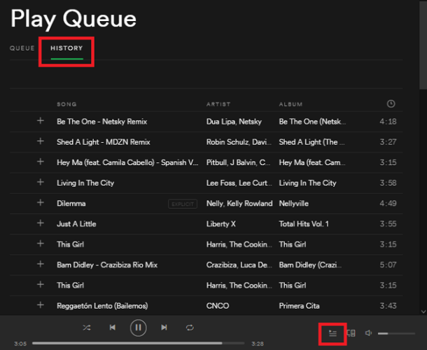 История прослушиваний в Spotify