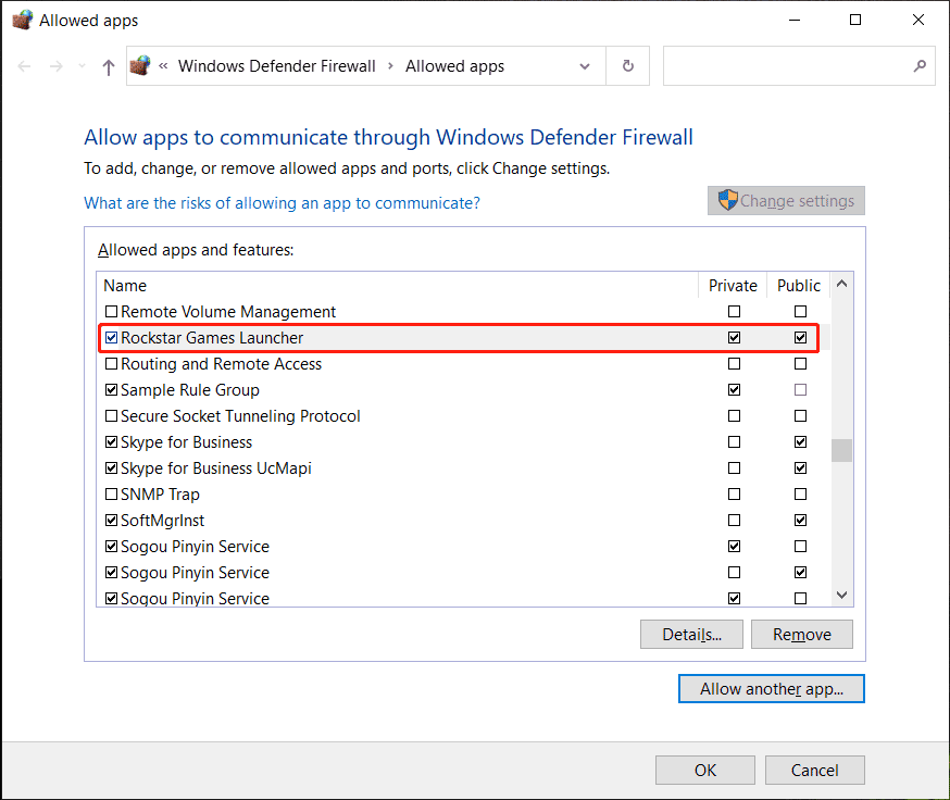 Список приложений c отмеченными Rockstar Games Social Club и Launcher