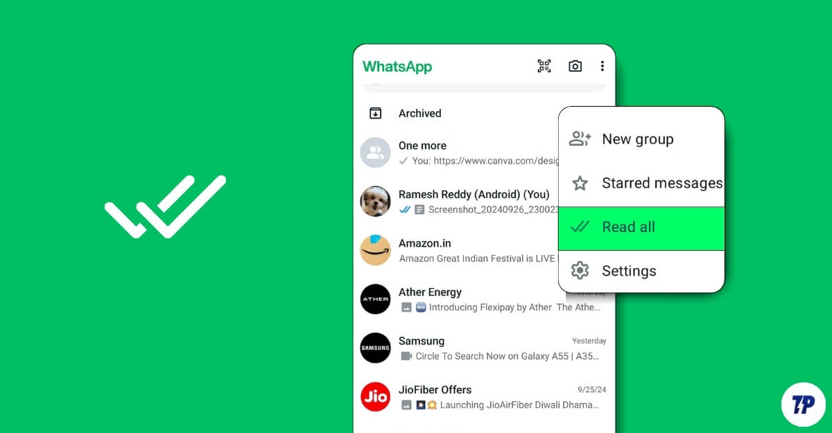 Пометить все сообщения как прочитанные в WhatsApp