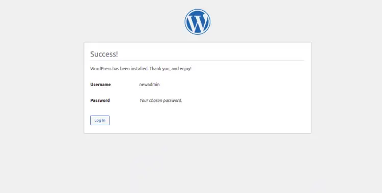 Установка WordPress успешна