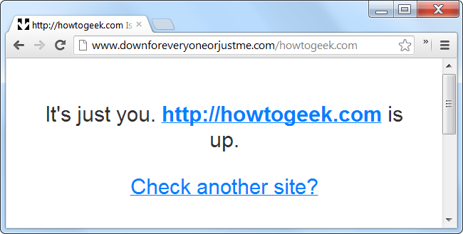 Сервис Down For Everyone Or Just For Me — результат проверки сайта