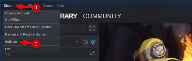 Выберите Steam → 