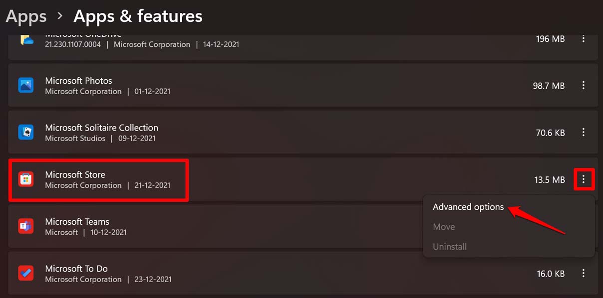 Параметры Microsoft Store