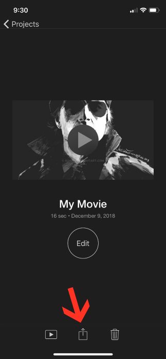 Общий доступ iMovie через AirDrop