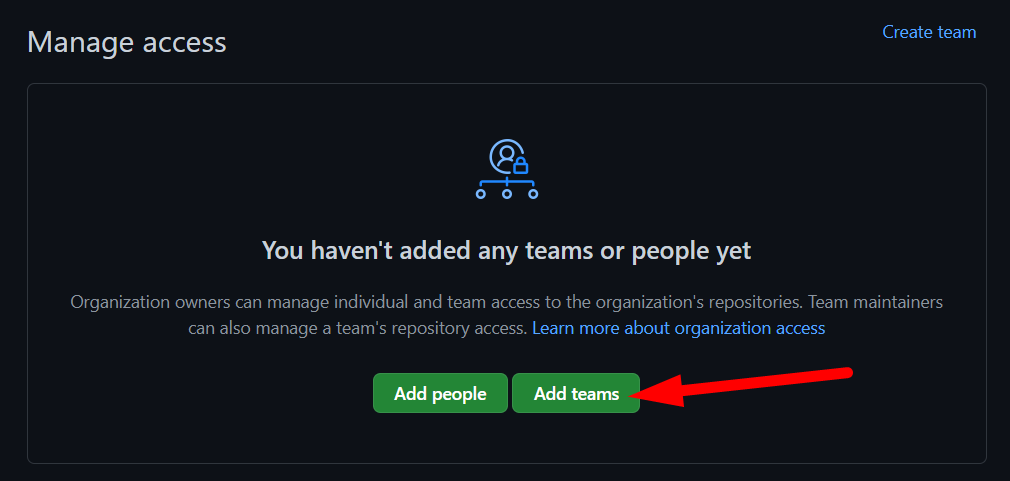 Скриншот добавления команды к репозиторию