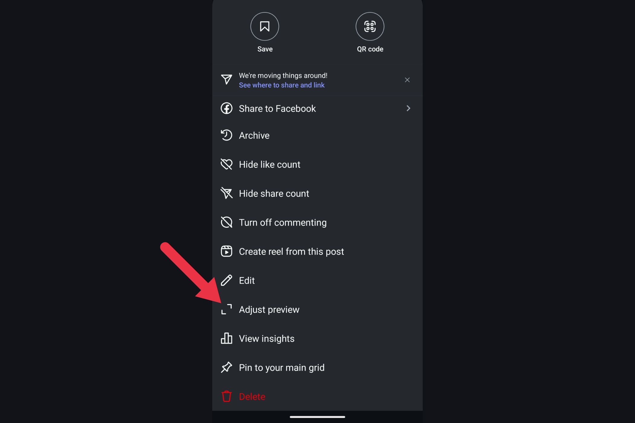 An image showing the Adjust Preview option