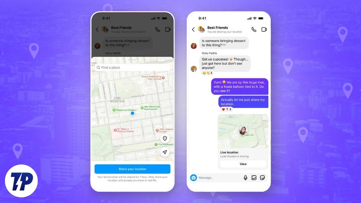 Поделиться живым местоположением в Instagram и назначить клички